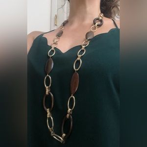 Liz Claiborne Multifunctional Wooden Beaded Long Necklace